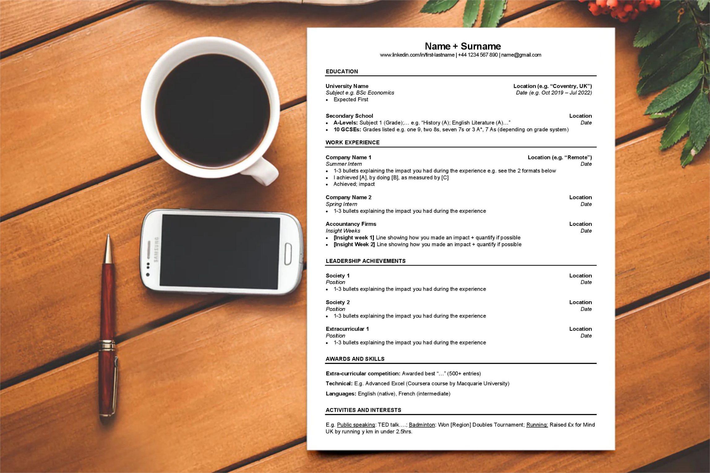 Investment Banking CV Template UK